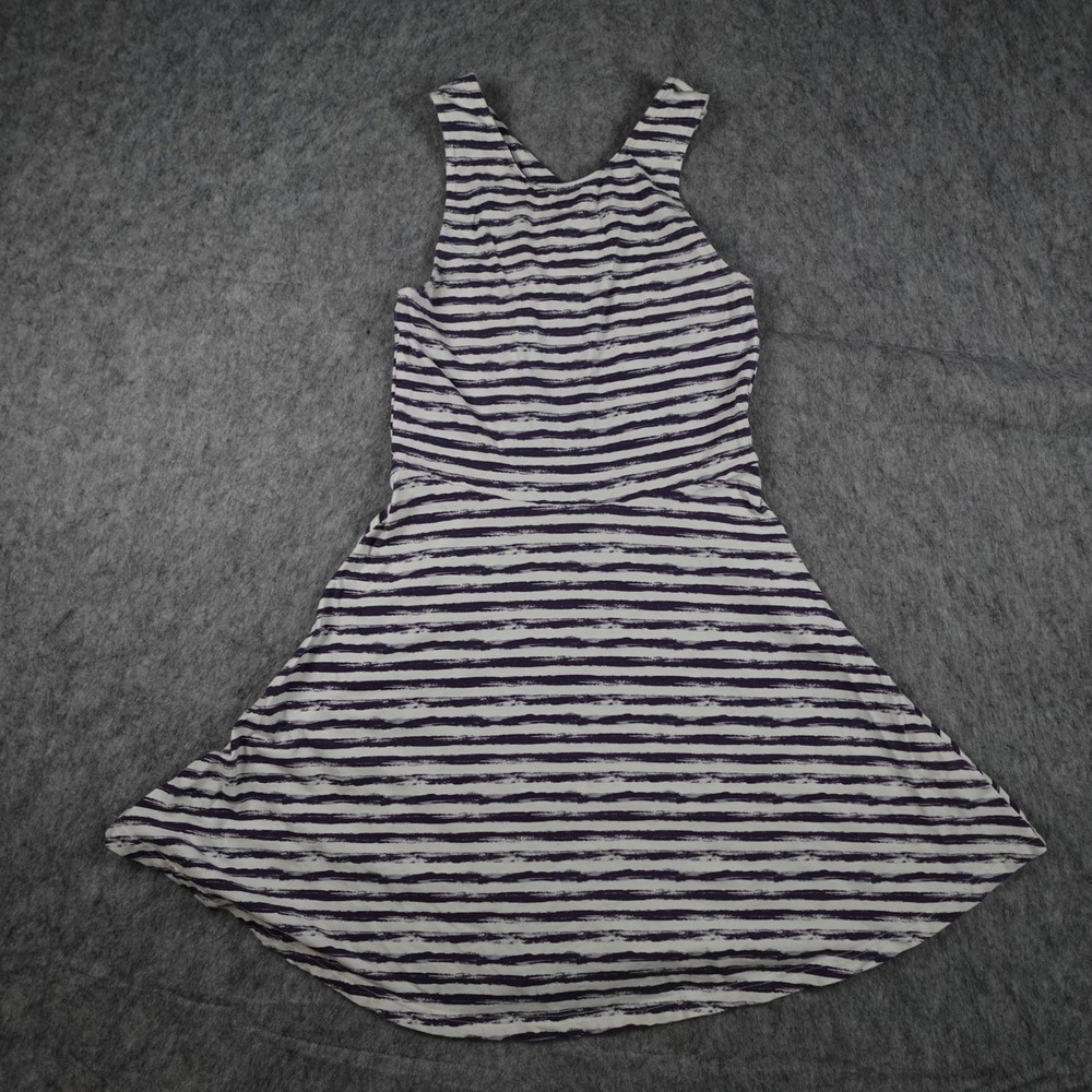 American Eagle Dress Women Small Purple Striped Sleeveless Crisscross Back Mini